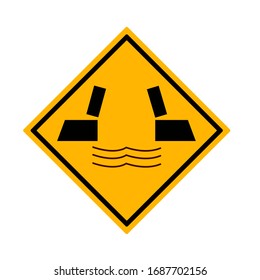 Opening Bridge Traffic Road Sign,Vector Illustration, Isolate On White Background Label.