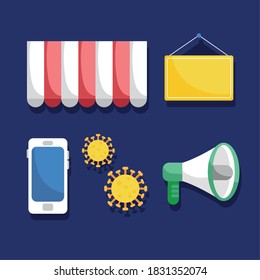 re opening bundle set icons vector illustration design