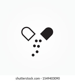 opening capsule and falling pills symbol illustration