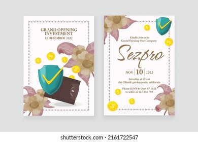 Opening ceremony watercolor ornament invitation with double side 