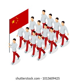 Opening ceremony at the Winter Sports Competitions concept. Carrying out of The flag of the People s Republic of China. International sports competitions.