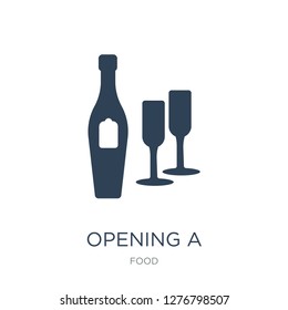 opening a champagne bottle icon vector on white background, opening a champagne bottle trendy filled icons from Food collection, opening a champagne bottle vector illustration