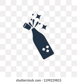Opening Champagne Bottle vector icon isolated on transparent background, Opening Champagne Bottle transparency concept can be used web and mobile