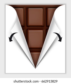 Opening a chocolate bar with arrows. Ready for use in your design.