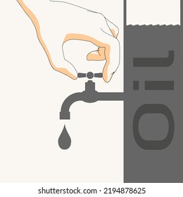 Abriendo, cerrando el gasoducto. Gire la válvula con la mano sobre el tubo. Transporte por tubería. Transporte de petróleo, gasolina, combustible. Abre el grifo. Diseño plano. Ilustración empresarial