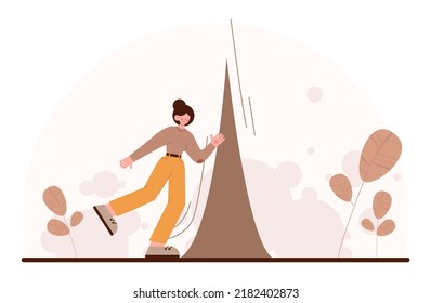 Concepto de apertura. El carácter abre algo nuevo. Camino hacia el futuro, nueva oportunidad y comienzo. Ilustración vectorial plana