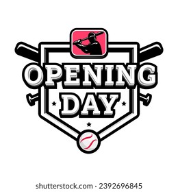 Opening day, baseball logo, emblem.