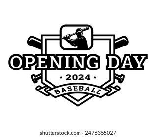 Opening day, baseball logo, emblem.