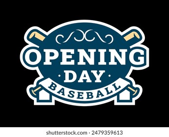 Opening day, baseball logo, emblem on a dark background.