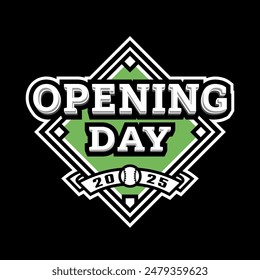 Opening day, baseball logo, emblem on a dark background.