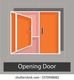 Opening door concept. Creative idea design. Flat vector illustration for template, brochure, web page, or mobile app. 