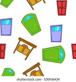 Opening door pattern. Cartoon illustration of opening door vector pattern for web