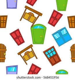 Opening door pattern. Cartoon illustration of opening door vector pattern for web