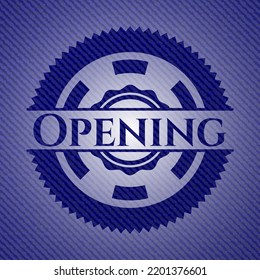 Emblema de apertura con fondo jean. Ilustración vectorial. Detallado. 