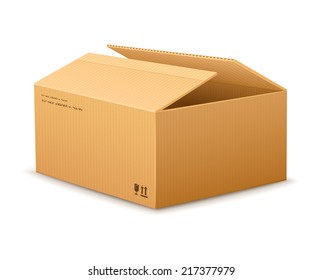 opening empty cardboard delivery packaging box isolated on transparent white background - eps10 vector illustration