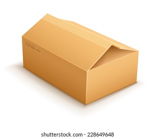 abrir caja de empaquetado de paquetes de paquetes de cartón vacío aislada en fondo blanco transparente - ilustración de vector eps10