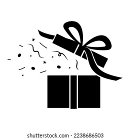 Geschenkbox mit Konfetti, schwarz gefülltes Geschenk, Vektorelement für Geburtstagskartendesign