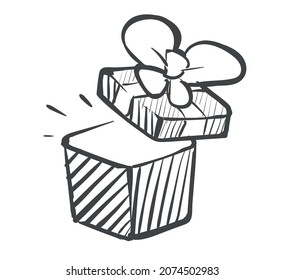 
Opening Gift Box Sketch Hand Drawn