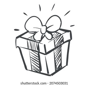 
Opening Gift Box Sketch Hand Drawn