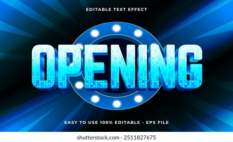 opening gradient text style effect template, 3D glow light editable text effect