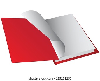 Opening hardback, turning the pages. Vector illustration.