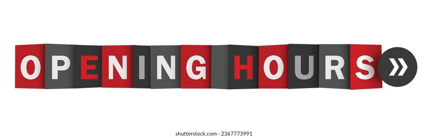 OPENING HOURS red and gray vector web button