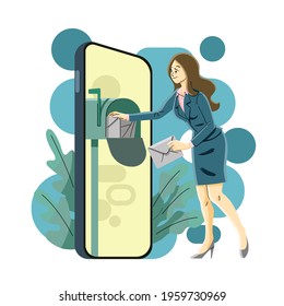 opening inbox for a new email message in smartphone