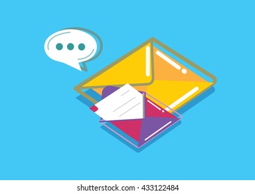 opening letter & message envelope , vector illustration
