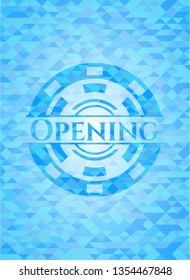 Opening light blue emblem with mosaic background