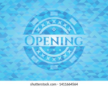 Opening light blue emblem. Mosaic background