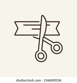 Opening line icon. Scissors, ribbon cut, grand ceremony. Strategy concept. Vector illustration can be used for topics like new launch, party, event