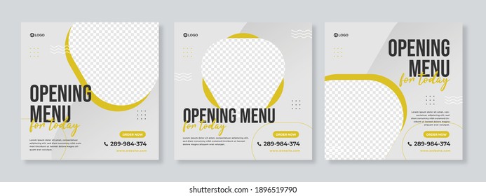 Opening menu or Restaurant Food Editable Social Media Post Template Social Media Banners for Digital Marketing. Food Promotion Vector Illustration.