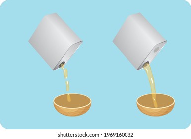 Opening the mouth of the oil can and draining the oil inside the container