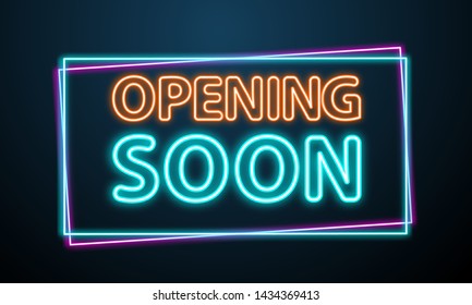 opening neon sign vector frame background