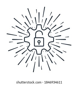 Opening of new technical development. Vector icon isolated on white background.