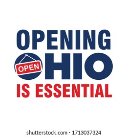 Opening Ohio is Essential Protest Poster Design. Against Lockdown in Ohio State of US. Vector Illustration. 