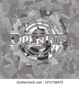 Opening on grey camo pattern
