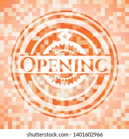 Opening orange mosaic emblem. Vector Illustration. Detailed.
