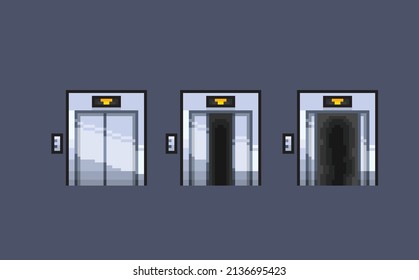 opening process of lift in pixel style