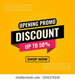 Opening Promo Discount Yellow And Black Abstract Sale Banner