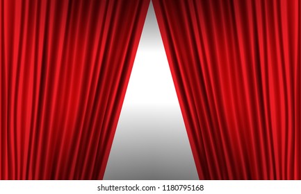 Opening Realistic red curtain with high detail. Vector illustration.