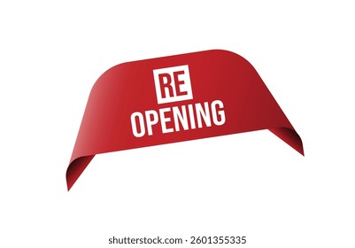 Re opening red ribbon label banner.