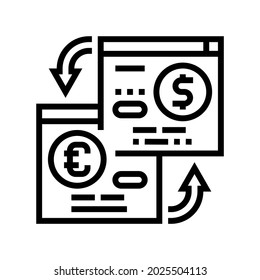 opening savings accounts in foreign currency line icon vector. opening savings accounts in foreign currency sign. isolated contour symbol black illustration