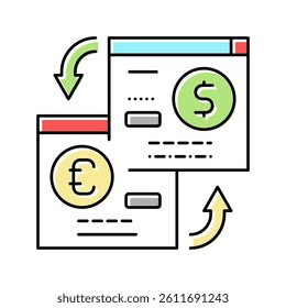 opening savings accounts in foreign currency color icon vector. opening savings accounts in foreign currency sign. isolated symbol illustration
