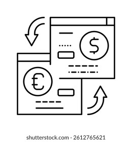 opening savings accounts in foreign currency line icon vector. opening savings accounts in foreign currency sign. isolated contour symbol black illustration
