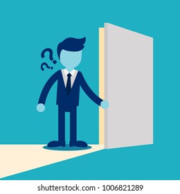 Opening the secret door. Business illustration