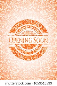  Opening Soon abstract orange mosaic emblem