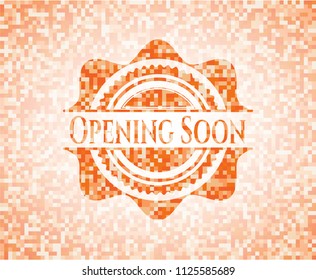 Opening Soon abstract orange mosaic emblem