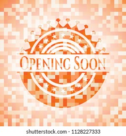 Opening Soon abstract orange mosaic emblem