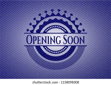 Opening Soon badge with jean texture